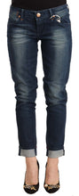 Blue Washed Low Waist Skinny Denim Folded Hem Jeans Acht