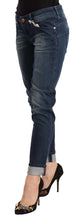 Blue Washed Low Waist Skinny Denim Folded Hem Jeans Acht