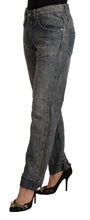 Gray Washed Ramie Straight Denim Folded Hem Jeans Acht