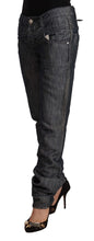 Dark Gray Ramie Mid Wide Waist Straight Denim Jeans Acht
