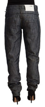 Dark Gray Ramie Mid Wide Waist Straight Denim Jeans Acht