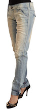 Light Blue Washed Cotton Low Waist Skinny Denim Jeans Acht