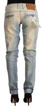 Light Blue Washed Cotton Low Waist Skinny Denim Jeans Acht