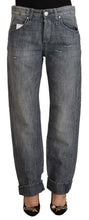 Gray Washed Mid Waist Straight Denim Folded Hem Jeans Acht