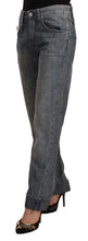 Gray Washed Mid Waist Straight Denim Folded Hem Jeans Acht