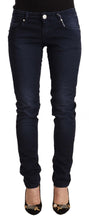 Blue Washed Cotton Low Waist Slim Fit Denim Jeans Acht