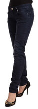 Blue Washed Cotton Low Waist Slim Fit Denim Jeans Acht