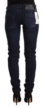 Blue Washed Cotton Low Waist Slim Fit Denim Jeans Acht
