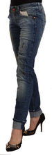 Blue Washed Low Waist Folded Hem Slim Fit Jeans Acht