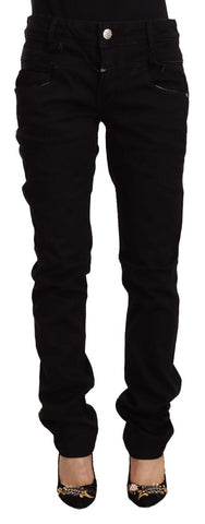 Black Low Waist Cotton Stretch Denim Skinny Jeans Acht