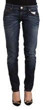 Blue Washed Cotton Low Waist Skinny Denim Jeans Acht