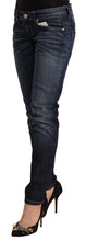 Blue Washed Cotton Low Waist Skinny Denim Jeans Acht