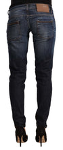 Blue Washed Cotton Low Waist Skinny Denim Jeans Acht