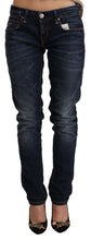 Blue Washed Cotton Low Waist Skinny Denim Jeans Acht