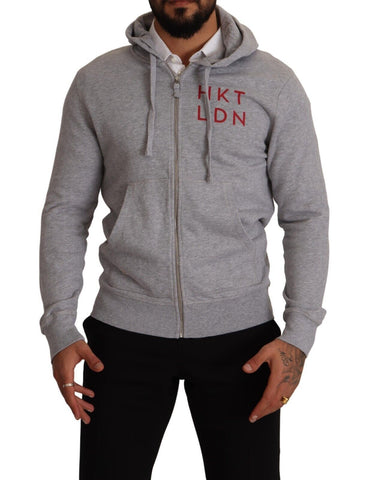 Gray Full Zip Hooded Cotton Sweatshirt Sweater Hackett