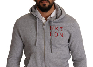 Gray Full Zip Hooded Cotton Sweatshirt Sweater Hackett