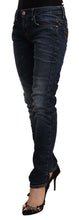 Blue Washed Cotton Mid Waist Skinny Denim Jeans Acht
