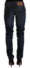 Blue Washed Cotton Mid Waist Skinny Denim Jeans Acht