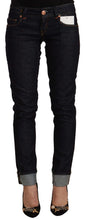 Black Cotton Low Waist Slim Fit Denim Jeans Acht