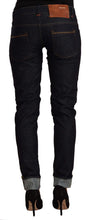 Black Cotton Low Waist Slim Fit Denim Jeans Acht