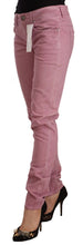 Pink Cotton Slim Fit Women Denim Skinny Jeans Acht