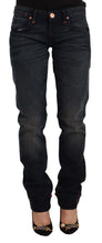 Black Washed Cotton Skinny Denim Low Waist Jeans Acht