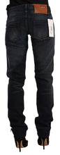 Black Washed Cotton Skinny Denim Low Waist Jeans Acht