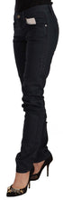 Black Cotton Low Waist Slim Fit Denim Jeans Acht