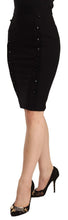 Black High Waist Viscose Knee Length Pencil Cut Skirt GF Ferre