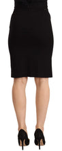 Black High Waist Viscose Knee Length Pencil Cut Skirt GF Ferre