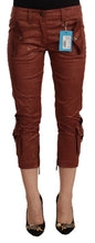 Brown Lurex Mid Waist Cotton Cropped Capri Pants Just Cavalli