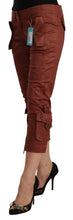 Brown Lurex Mid Waist Cotton Cropped Capri Pants Just Cavalli