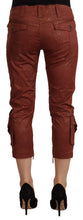 Brown Lurex Mid Waist Cotton Cropped Capri Pants Just Cavalli