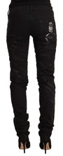 Black Mid Waist Embellished Skinny Jeans Just Cavalli