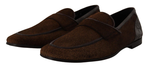 Shoes Dress Loafers Brown Leather Slip Shoes Dolce & Gabbana