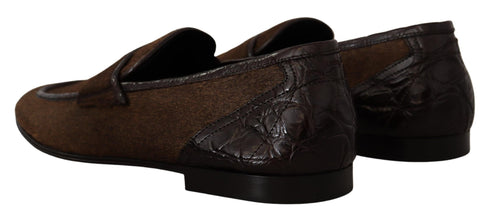 Shoes Dress Loafers Brown Leather Slip Shoes Dolce & Gabbana