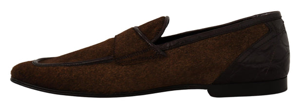 Shoes Dress Loafers Brown Leather Slip Shoes Dolce & Gabbana