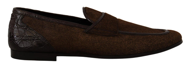 Shoes Dress Loafers Brown Leather Slip Shoes Dolce & Gabbana