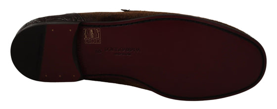 Shoes Dress Loafers Brown Leather Slip Shoes Dolce & Gabbana