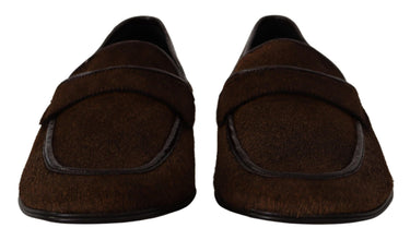 Shoes Dress Loafers Brown Leather Slip Shoes Dolce & Gabbana