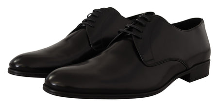 Black Leather Lace Up Formal Derby Shoes Dolce & Gabbana