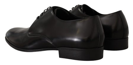 Black Leather Lace Up Formal Derby Shoes Dolce & Gabbana