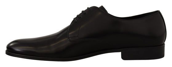 Black Leather Lace Up Formal Derby Shoes Dolce & Gabbana