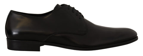 Black Leather Lace Up Formal Derby Shoes Dolce & Gabbana
