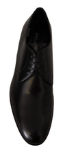 Black Leather Lace Up Formal Derby Shoes Dolce & Gabbana