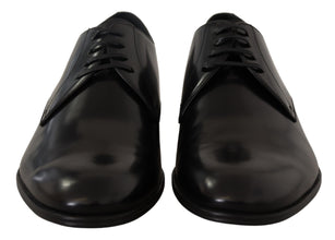 Black Leather Lace Up Formal Derby Shoes Dolce & Gabbana