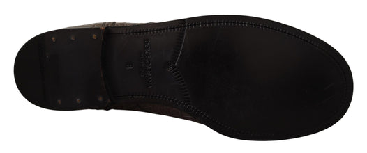 Gray Crocodile Leather Derby Boots Dolce & Gabbana