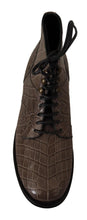 Gray Crocodile Leather Derby Boots Dolce & Gabbana