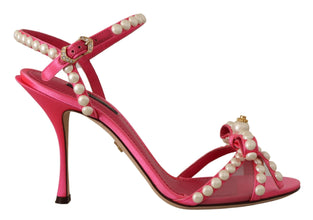 Pink Satin White Pearl Crystals Heels Shoes Dolce & Gabbana
