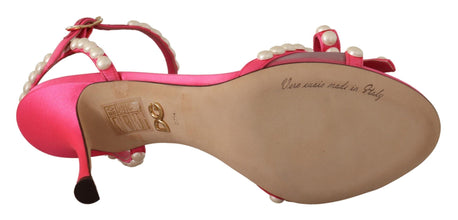 Pink Satin White Pearl Crystals Heels Shoes Dolce & Gabbana